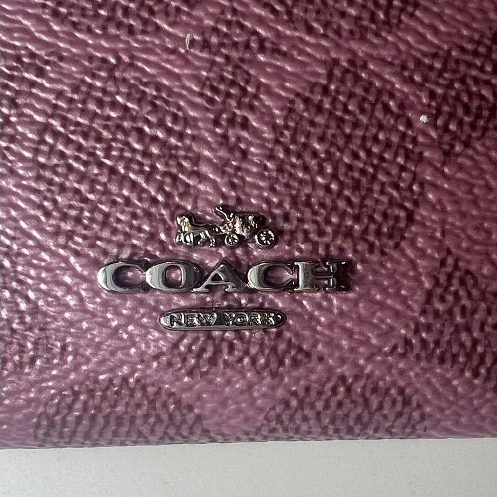 Coach Metallic Purple Pink Card Case - Picture 7 of 10